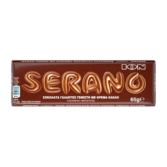 Serano Schokolade (65g) ION von ION bei Araxxon - Hochwertiges griechisches Produkt. Serano Schokolade (65g) ION από ION στο Araxxon - Αυθεντικό ελληνικό προϊόν.
